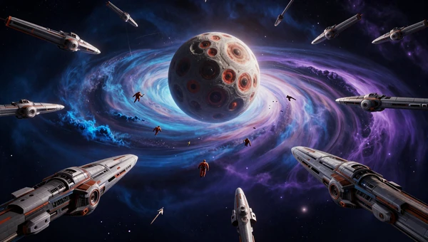 Deep Space RPGs collection: Epic space battle above a dying star with fleets of starships and cosmic nebulas